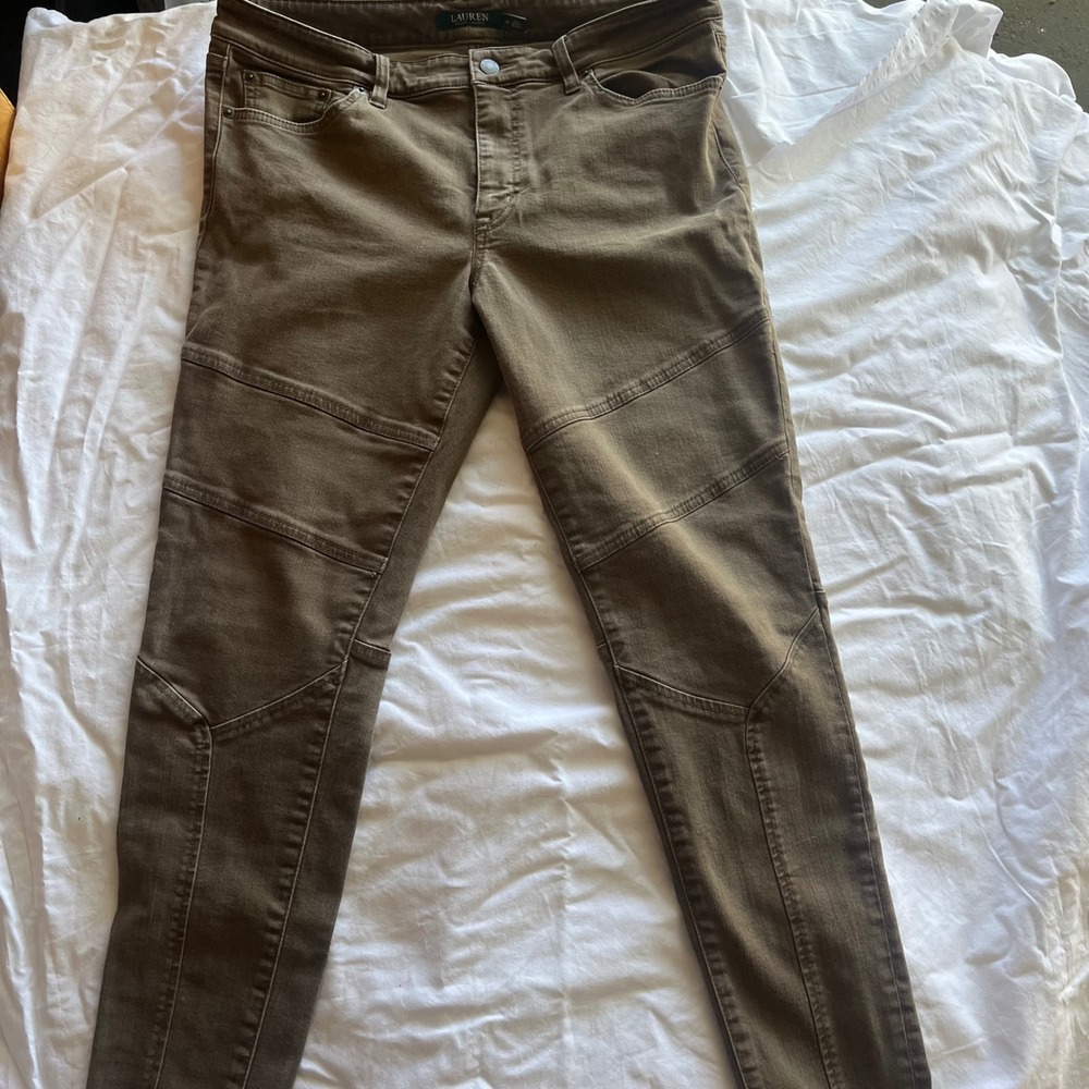 Ralph Lauren Brown Ankle Jeans Pants Womens Size 12 Skinny Fit